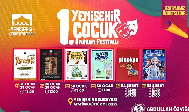 “1.Yenişehir Çocuk Oyunları Festivali" 28 Ocak'ta başlıyor