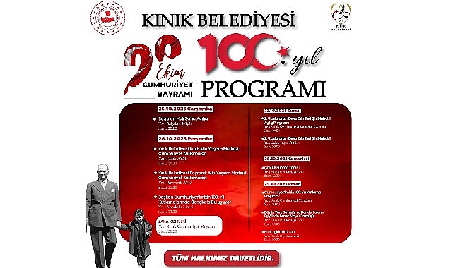 Kınık'ta Cumhuriyet'in 100'üncü yılı 5 gün kutlanacak